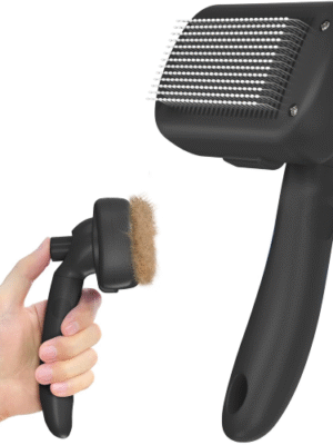 Selbstreinigende Bürste zum Entfernen von Haaren – hautfreundliches Fellpflegewerkzeug für Hunde, Katzen und Welpen, zum Entfernen von Haaren und Schuppen bei lang- und kurzhaarigen Haustieren, Schwarz